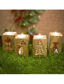 Christmas Wood Candle Holder
