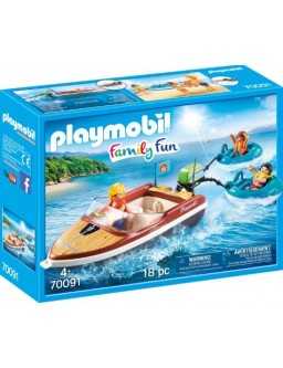 Playmobil Family Fun hraðbátur og krakkar á blöðrum