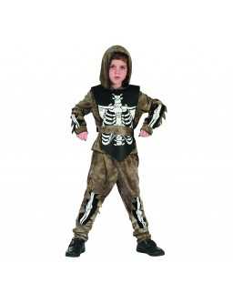 Strój dla dzieci Szkieletor Zombi (koszula z kapturem, spodnie, pasek, kamizelka)