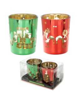 Christmas Elf Glass Tea Light or Votive Holders