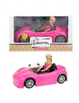 Lalka Lauren w różowym samochodzie 37x21cm