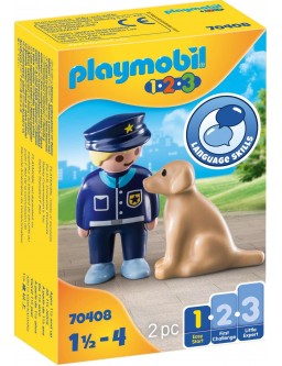 Playmobil 1.2.3. lögreglumaður og hundur 70408