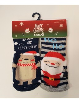 Children's socks, set of 2 pairs - santa claus and teddy bear
