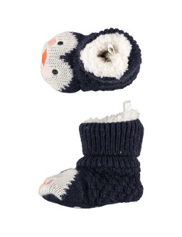 Buty świąteczne dziecięce robione na drutach - pingwiny