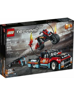 Lego Technic Áhættuatriðisbíll og mótorhjól 42106