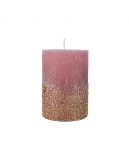 Pink glitter candle 7x10cm