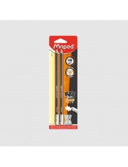 Thick pencils with eraser, 2 pcs