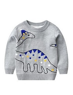 Christmas sweater - gray dinosaur