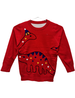 Sweter Bożonarodzeniowy - dinozaur czerwony