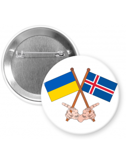 Button with a needle - Flags of Ukraine and Iceland
