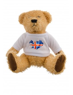 Teddy bear in a T-shirt with a map of Iceland 18cm