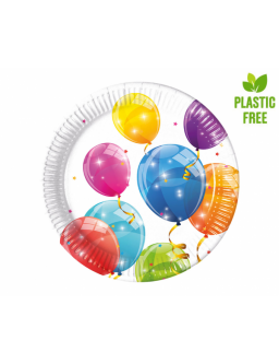 Paper Plates Sparkling Balloons, next generation, 19,5 cm, 8 pcs. (plastic-free)