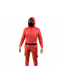 Costume Game of colours red - square (jumpsuit with hood, belt, mask)
