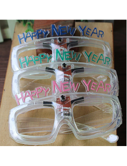 Happy New Year glowing glasses