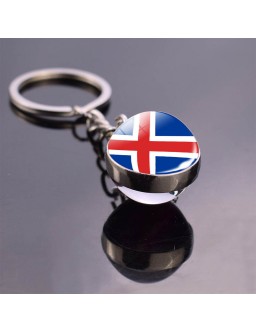 Brelok do kluczy - flaga Islandii w kuli