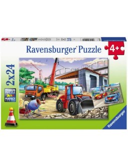 Puzzle 2 x 24 elementy - Samochody i roboty drogowe