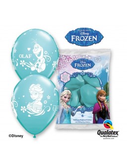 Balon 12" "Anna, Elsa & Olaf", pastel błękit / 6 szt.
