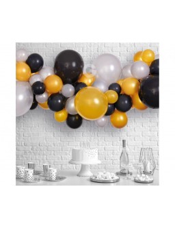 DIY balloon garland Silver-gold-black, 65 pcs