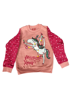 Children's Christmas Sweatshirt - Magical Xmas, pink