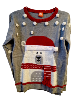 Christmas Sweaters - A bear in a hat and scarf