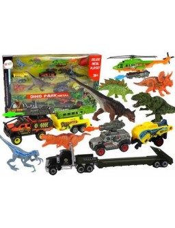 Set of vehicles + helicopter + dinosaurs 8 pcs